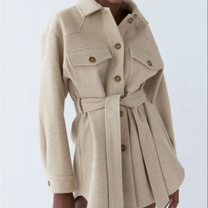 Zara soft belted overshirt - beige